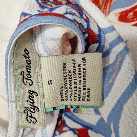 Flying Tomato cold shoulder blouse top - short sleeve - S white floral - Picture 7 of 7